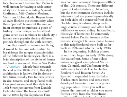 Historical Local Home Styles  (San Pedro Today – November 2018)